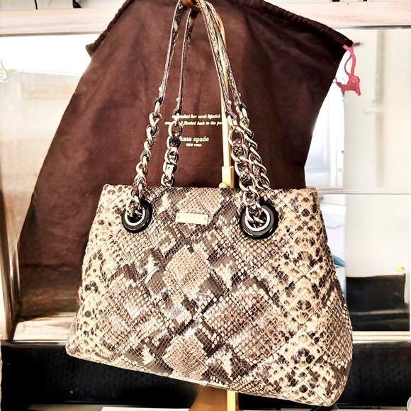Kate Spade Handbags - Kate Spade Quilted Maryanne Snakeskin embossed Handbag with dust bag EUC $378